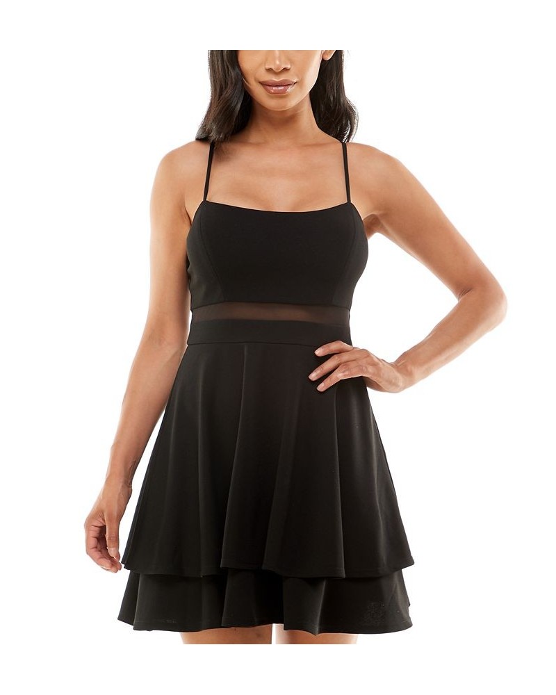 Juniors' Illusion-Waist A-Line Dress Black $34.50 Dresses