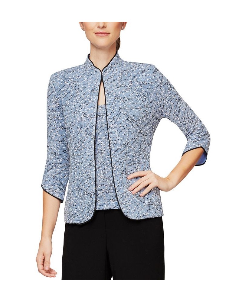 Printed Jacket and Top Set Regular & Petite Sizes Blue $60.84 Jackets