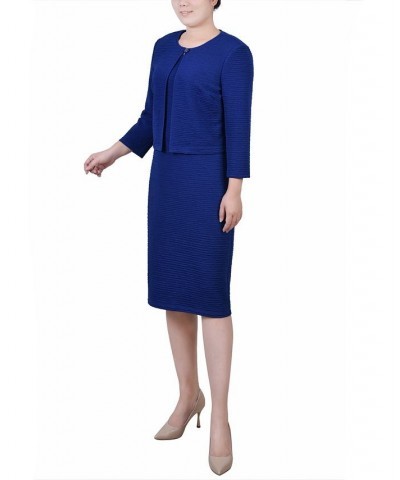 Women's Textured 3/4 Sleeve Two Piece Dress Set Surf The Web $14.26 Dresses