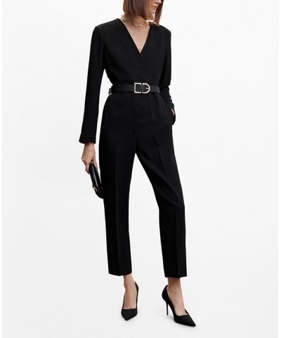 Women's Belt Long Jumpsuit Black $65.00 Pants