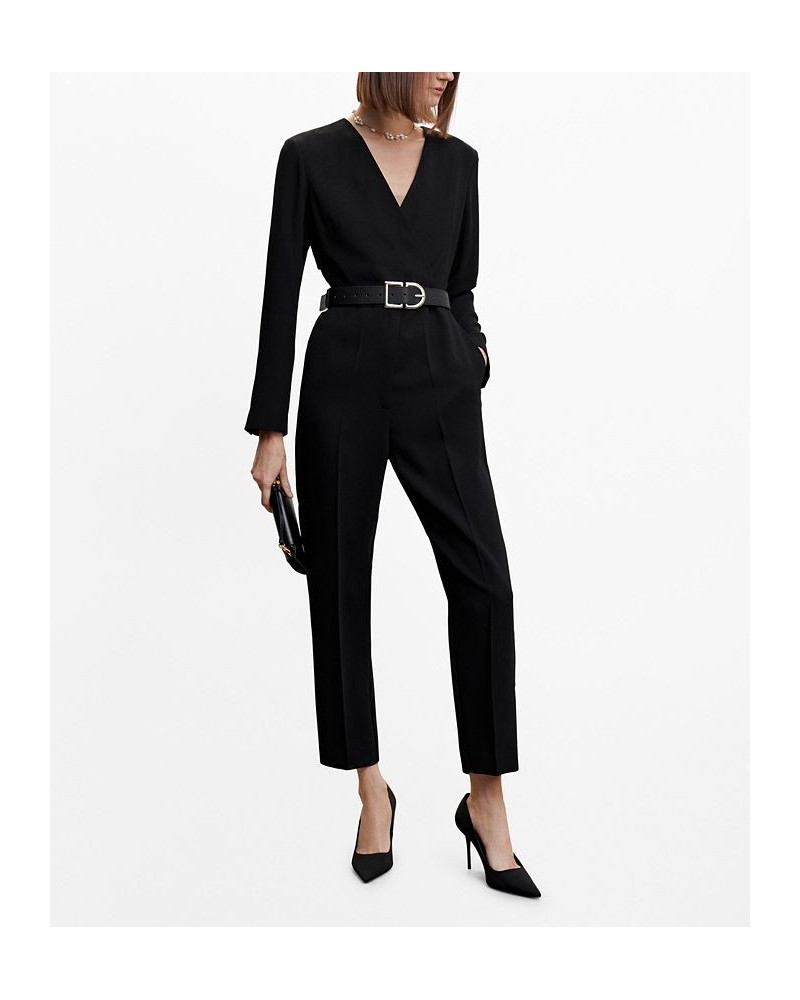 Women's Belt Long Jumpsuit Black $65.00 Pants