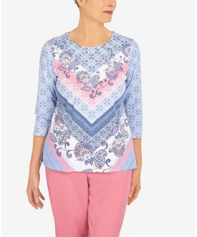 Women's Scroll Chevron 3/4 Sleeve Top Multi $36.14 Tops