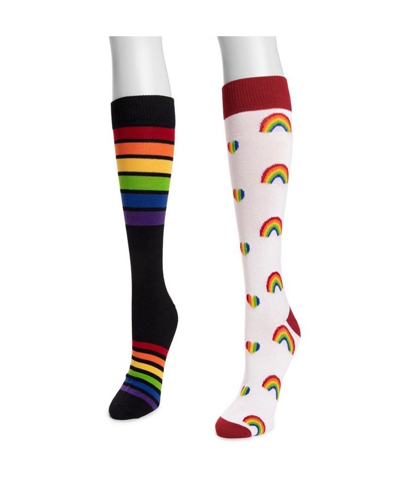 Unisex 2 Pair Pack Knee High Pride Socks Rainbow Pa $14.96 Socks