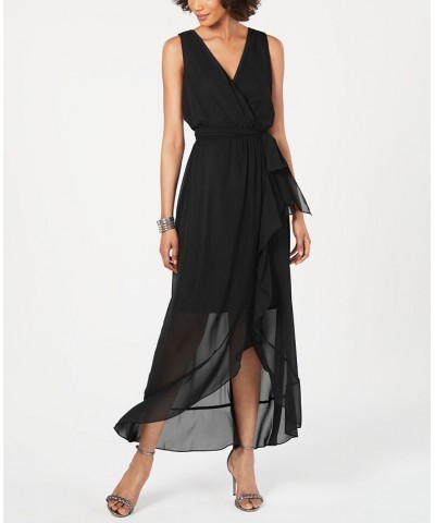 Surplice High-Low Maxi Dress Black $34.88 Dresses