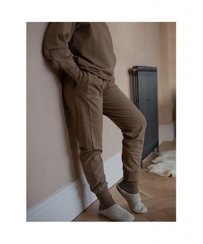 Women's Maternity Organic Cotton Tracksuit Trouser Brown $35.70 Pants