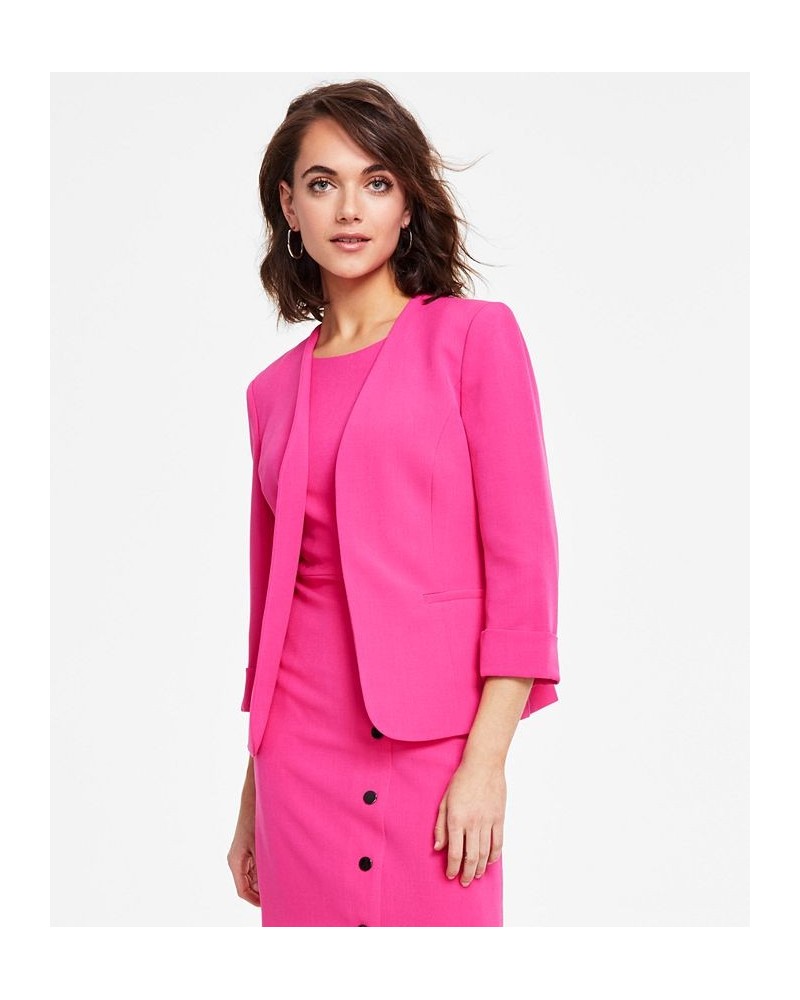 Women's Stretch Crepe Open-Front Roll-Sleeve Jacket Kiwi $27.73 Jackets