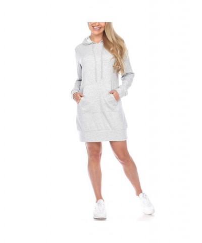 Women's Hoodie Sweatshirt Dress Light Gray $28.56 Dresses