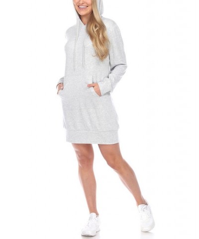 Women's Hoodie Sweatshirt Dress Light Gray $28.56 Dresses