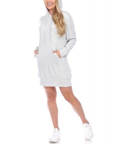 Women's Hoodie Sweatshirt Dress Light Gray $28.56 Dresses