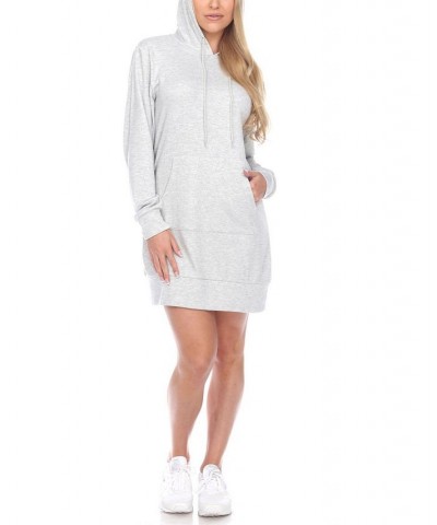 Women's Hoodie Sweatshirt Dress Light Gray $28.56 Dresses