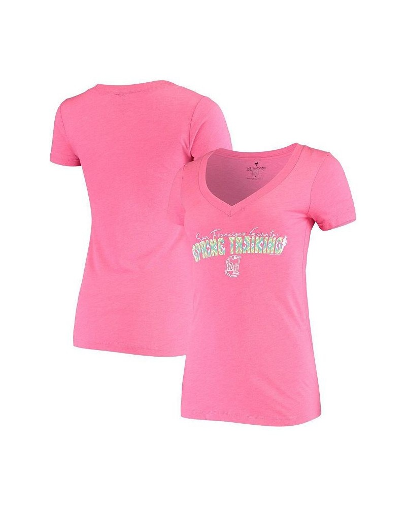 Women's Pink San Francisco Giants Spring Training Circle Ribbon V-Neck Tri-Blend T-shirt Pink $23.84 Tops