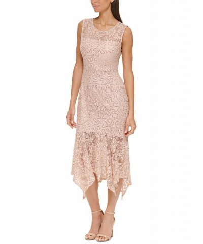 Women's Sequin-Embellished Handkerchief-Hem Bodycon Dress Blush $39.21 Dresses