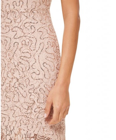 Women's Sequin-Embellished Handkerchief-Hem Bodycon Dress Blush $39.21 Dresses