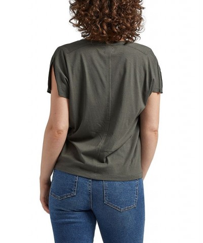 Women's Flutter Sleeved T-shirt Olive $22.36 Tops