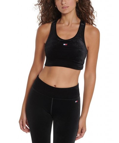 Women's Longline Velveteen Sports Bra Black $17.42 Bras