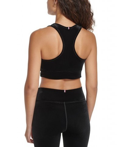 Women's Longline Velveteen Sports Bra Black $17.42 Bras