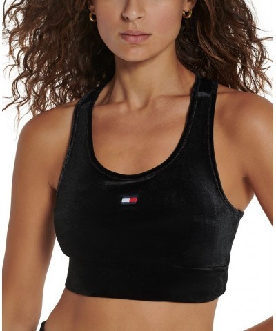 Women's Longline Velveteen Sports Bra Black $17.42 Bras