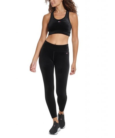 Women's Longline Velveteen Sports Bra Black $17.42 Bras