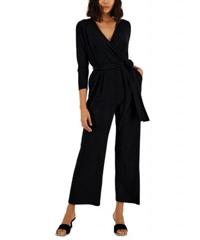 Women's 3/4-Sleeve Jumpsuit Deep Black $31.76 Pants