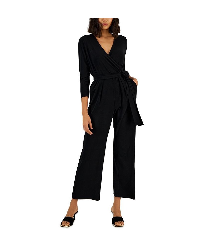 Women's 3/4-Sleeve Jumpsuit Deep Black $31.76 Pants