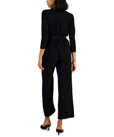 Women's 3/4-Sleeve Jumpsuit Deep Black $31.76 Pants