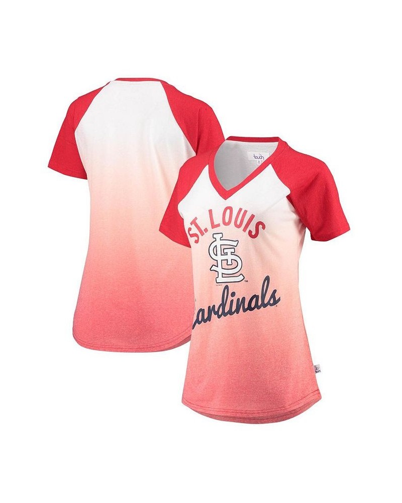 Women's Red and White St. Louis Cardinals Shortstop Ombre Raglan V-Neck T-shirt Red, White $32.39 Tops