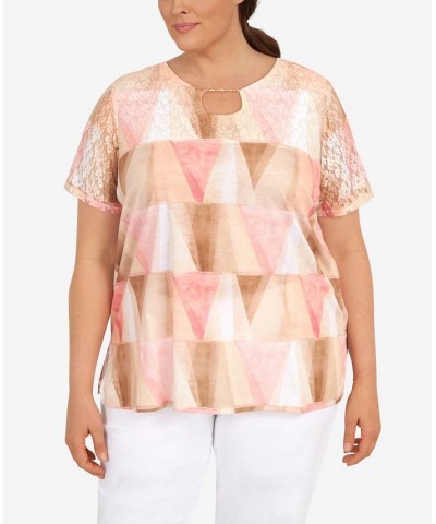 Plus Size Stained Glass Keyhole Top Multi $27.40 Tops