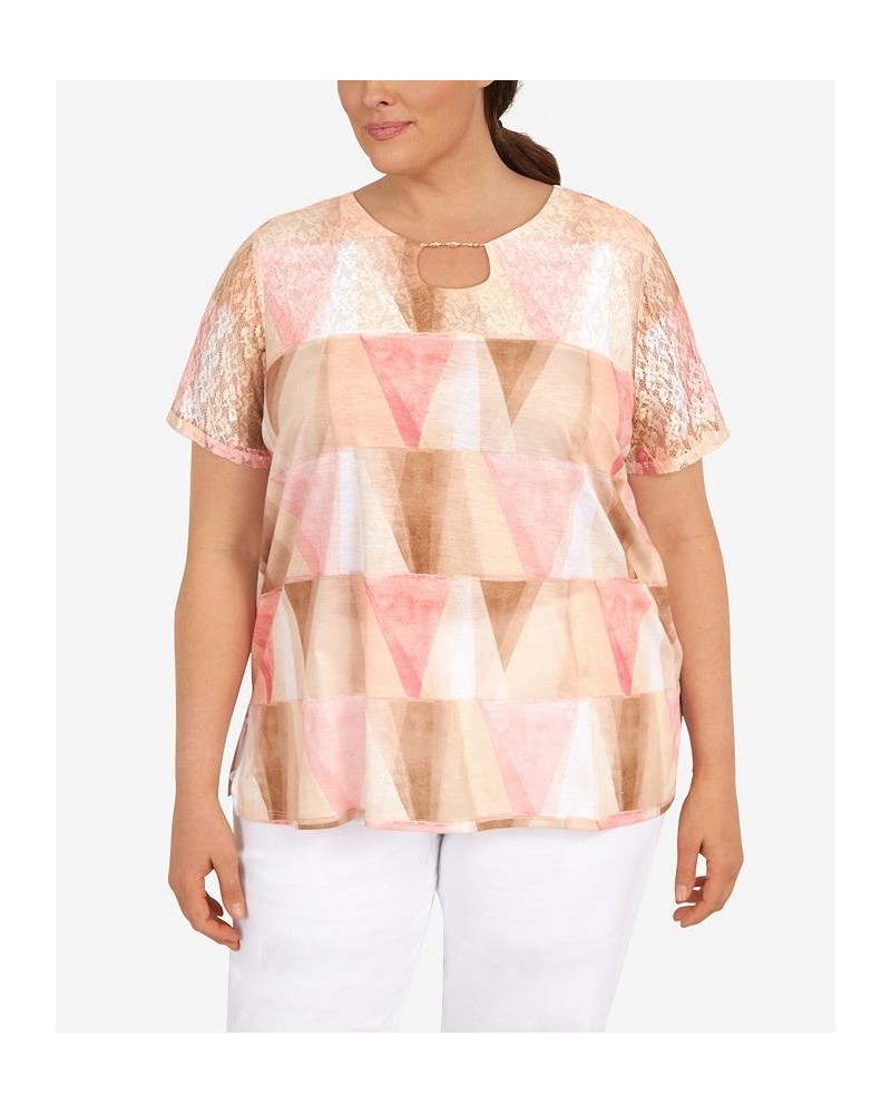 Plus Size Stained Glass Keyhole Top Multi $27.40 Tops