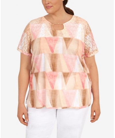 Plus Size Stained Glass Keyhole Top Multi $27.40 Tops