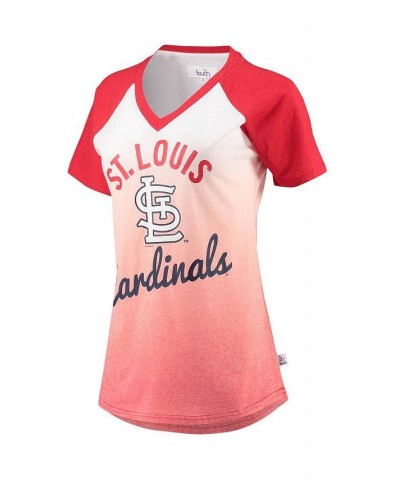 Women's Red and White St. Louis Cardinals Shortstop Ombre Raglan V-Neck T-shirt Red, White $32.39 Tops