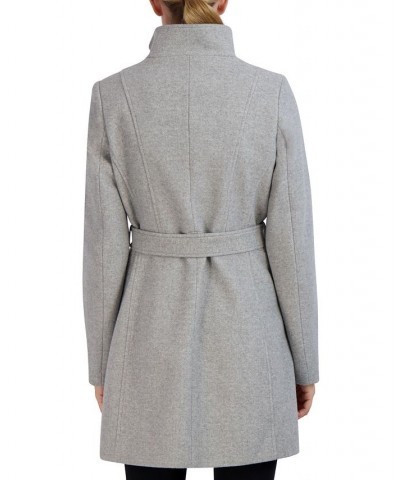 Women's Single-Breasted Belted Walker Coat Gray $57.60 Coats