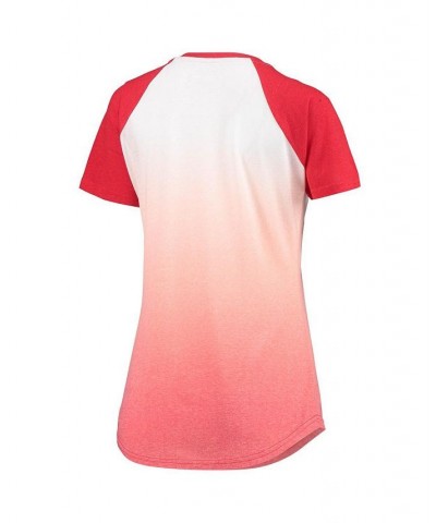 Women's Red and White St. Louis Cardinals Shortstop Ombre Raglan V-Neck T-shirt Red, White $32.39 Tops