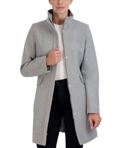 Women's Single-Breasted Belted Walker Coat Gray $57.60 Coats