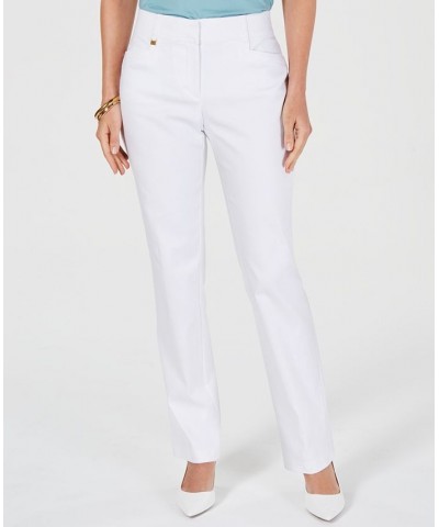 Regular and Short Length Curvy-Fit Straight-Leg Pants White $15.89 Pants