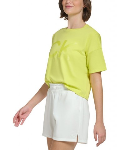 Women's Cotton Performance Metallic Logo Tee Yellow $14.58 Tops