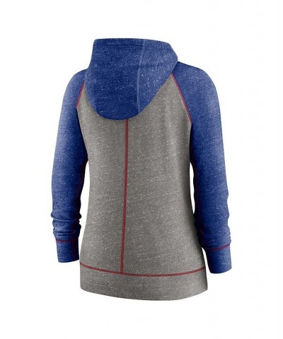 Women's Chicago Cubs Split Wordmark Gym Vintage-Like Raglan Slub Full-Zip Hoodie Gray $41.65 Sweatshirts