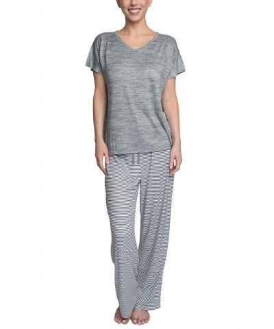 Women's Relaxed Butter-Knit Short Sleeve Pajama Set Silver $25.76 Sleepwear