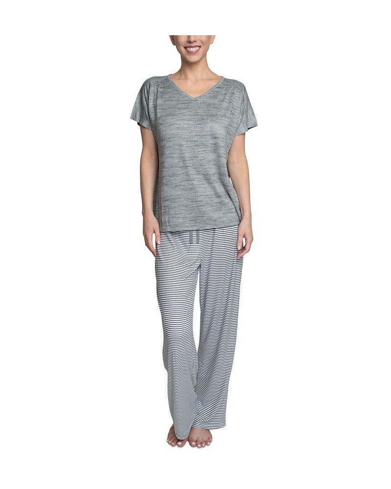 Women's Relaxed Butter-Knit Short Sleeve Pajama Set Silver $25.76 Sleepwear