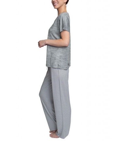 Women's Relaxed Butter-Knit Short Sleeve Pajama Set Silver $25.76 Sleepwear