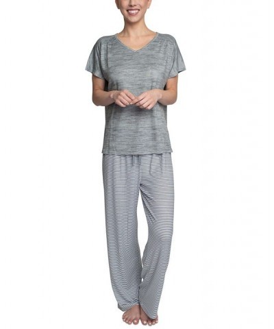 Women's Relaxed Butter-Knit Short Sleeve Pajama Set Silver $25.76 Sleepwear