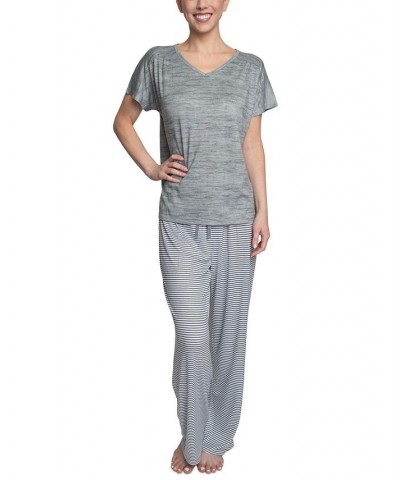 Women's Relaxed Butter-Knit Short Sleeve Pajama Set Silver $25.76 Sleepwear