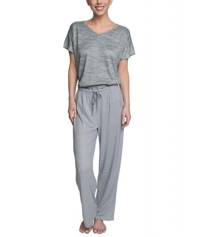 Women's Relaxed Butter-Knit Short Sleeve Pajama Set Silver $25.76 Sleepwear