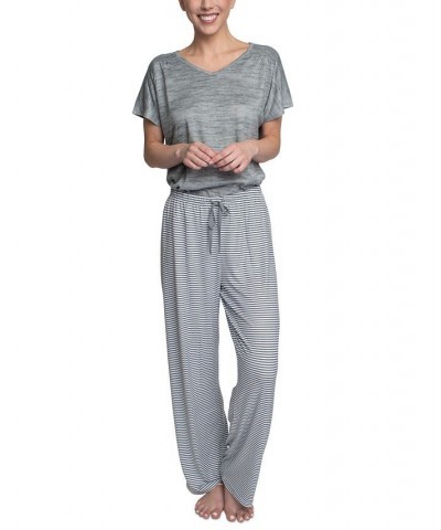 Women's Relaxed Butter-Knit Short Sleeve Pajama Set Silver $25.76 Sleepwear