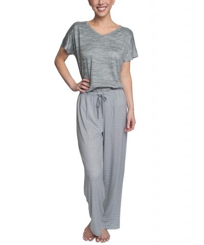 Women's Relaxed Butter-Knit Short Sleeve Pajama Set Silver $25.76 Sleepwear