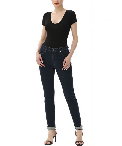 Women's V-neck Basic Bodysuit Top Black $25.48 Tops