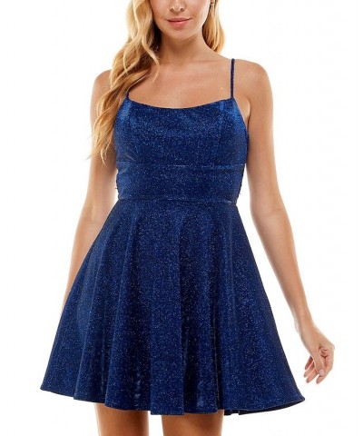 Juniors' Metallic Fit & Flare Dress Navy $36.49 Dresses