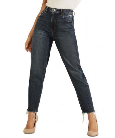 Women's FRAYED MOM JEANS Rubicon Dark $40.39 Jeans