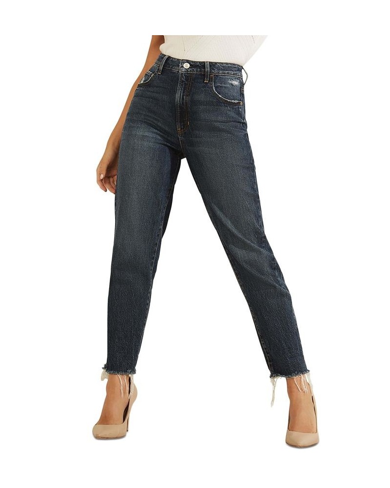 Women's FRAYED MOM JEANS Rubicon Dark $40.39 Jeans