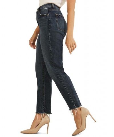 Women's FRAYED MOM JEANS Rubicon Dark $40.39 Jeans