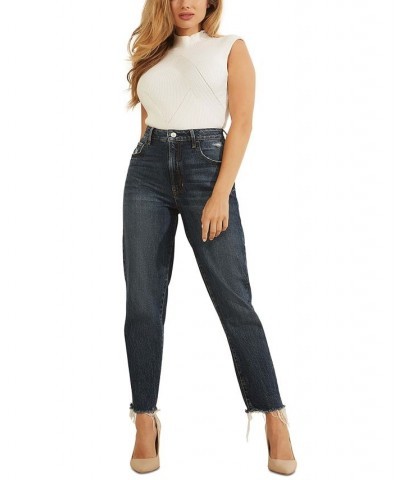 Women's FRAYED MOM JEANS Rubicon Dark $40.39 Jeans